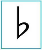 Flat - lowers the sound of a note by a semitone