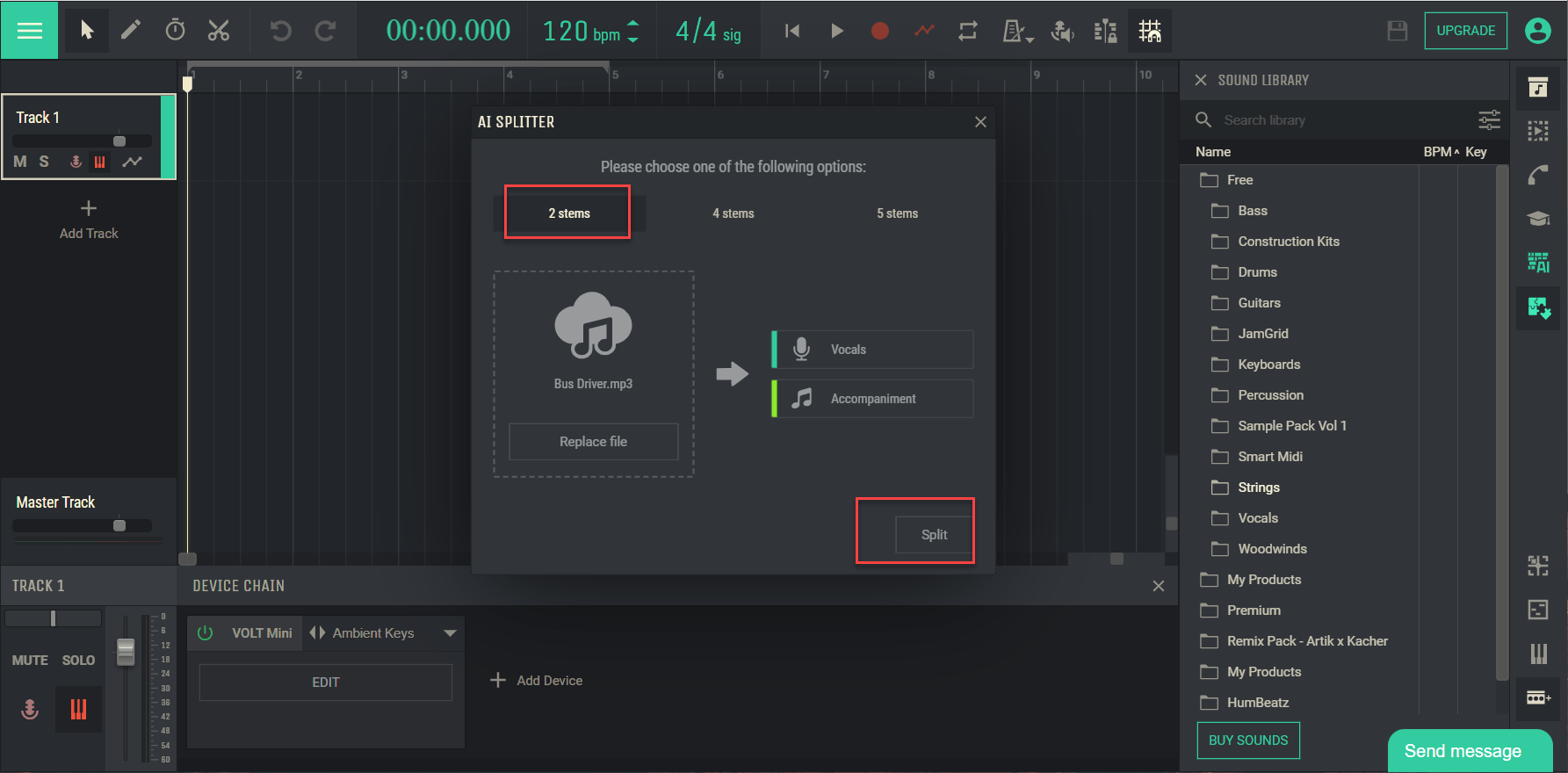 Select how many stems you want